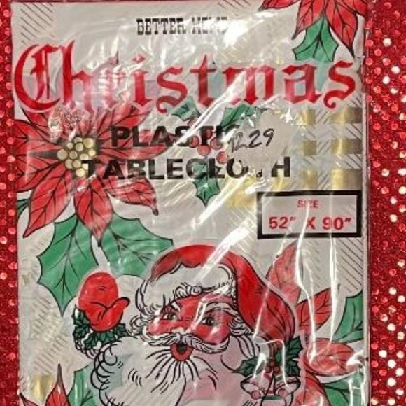 BETTER HOME CHRISTMAS 52" X 90" TABLECLOTH ~ WIPES CLEAN WATERPROOF PLASTIC - Picture 4 of 5